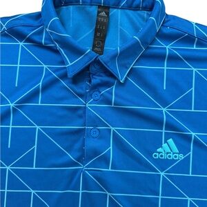 Adidas Men’s Blue Sporty Athletic Polo Shirt Size Medium‎ Logo Geometric Logo